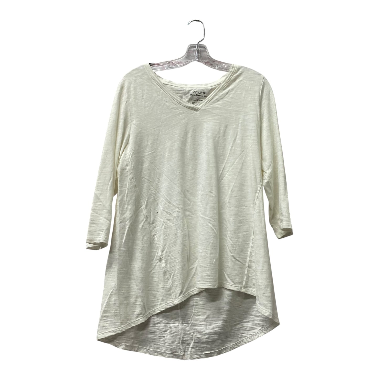 Top 3/4 Sleeve Basic By Chicos In White, Size:M