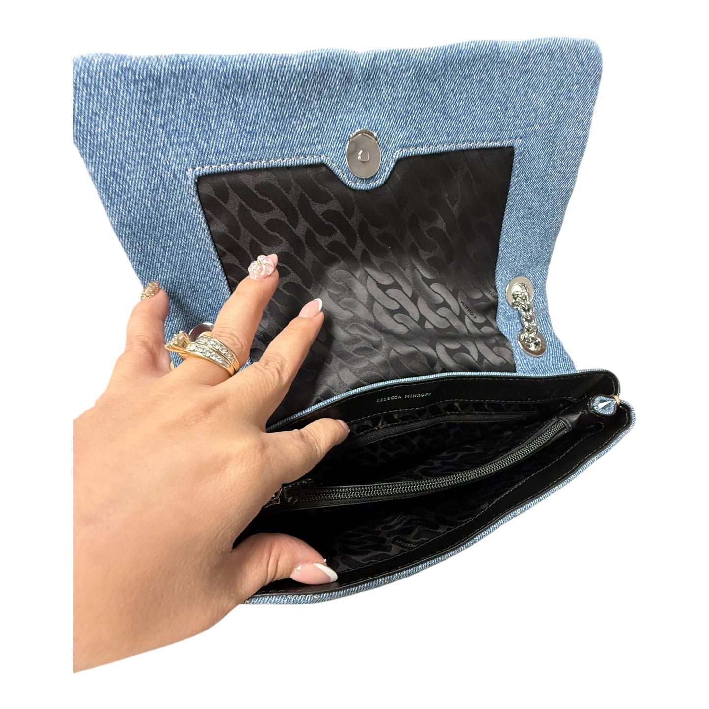 Crossbody Designer By Rebecca Minkoff In Blue Denim, Size:Medium