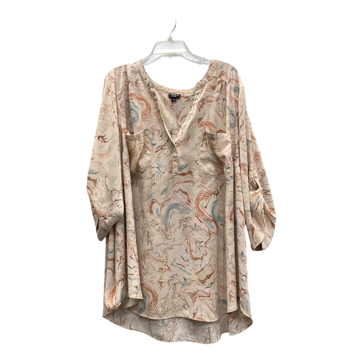 Top 3/4 Sleeve By Torrid In Beige, Size:6