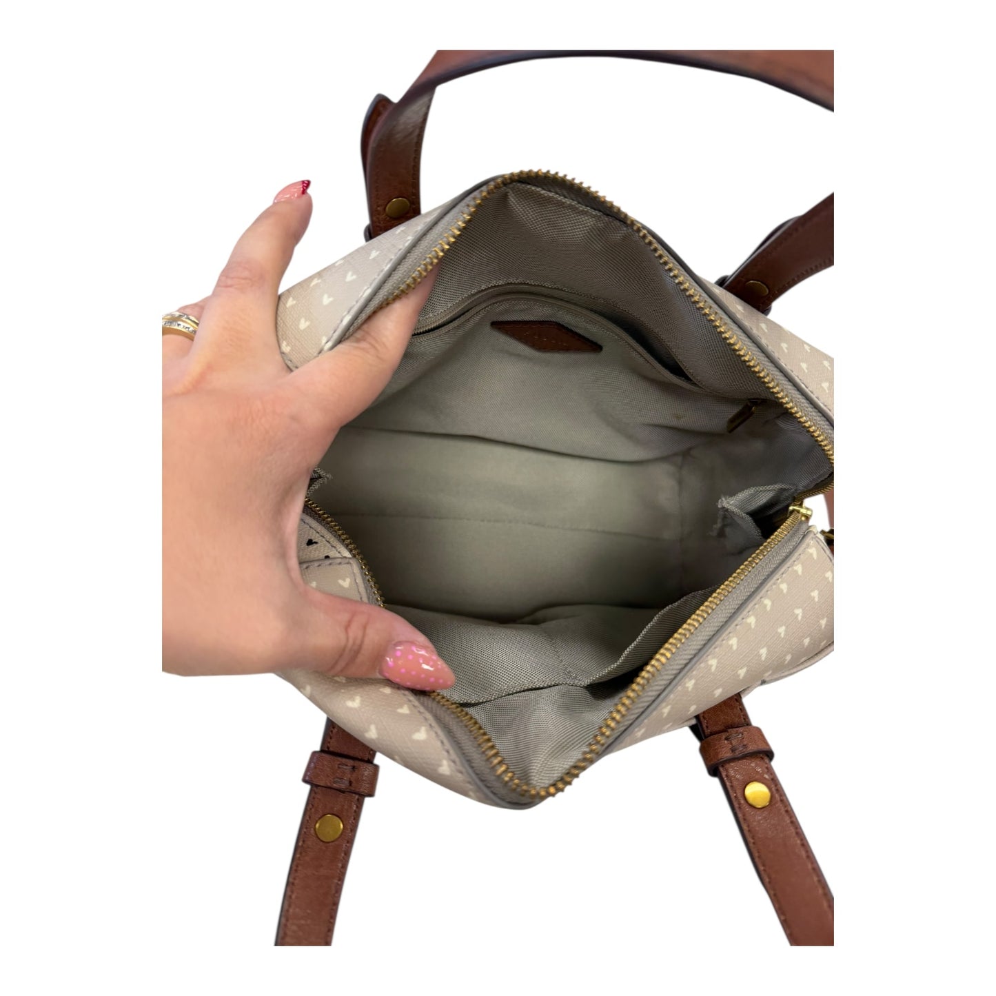 Handbag By Fossil In Taupe, Size:Medium