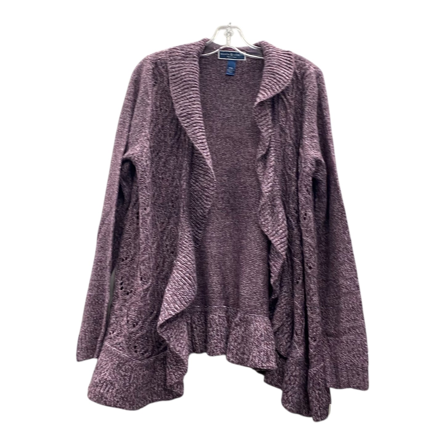 Sweater Cardigan By Karen Scott In Purple, Size:Xlp