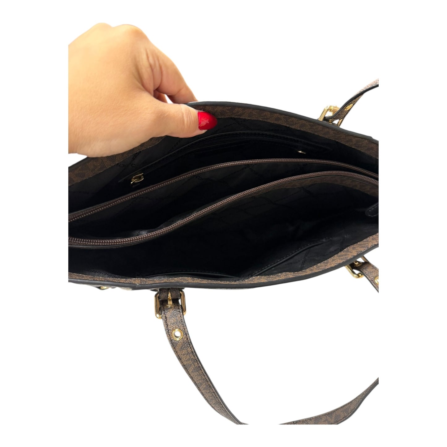 Handbag Designer By Michael Kors In Brown, Size:Large