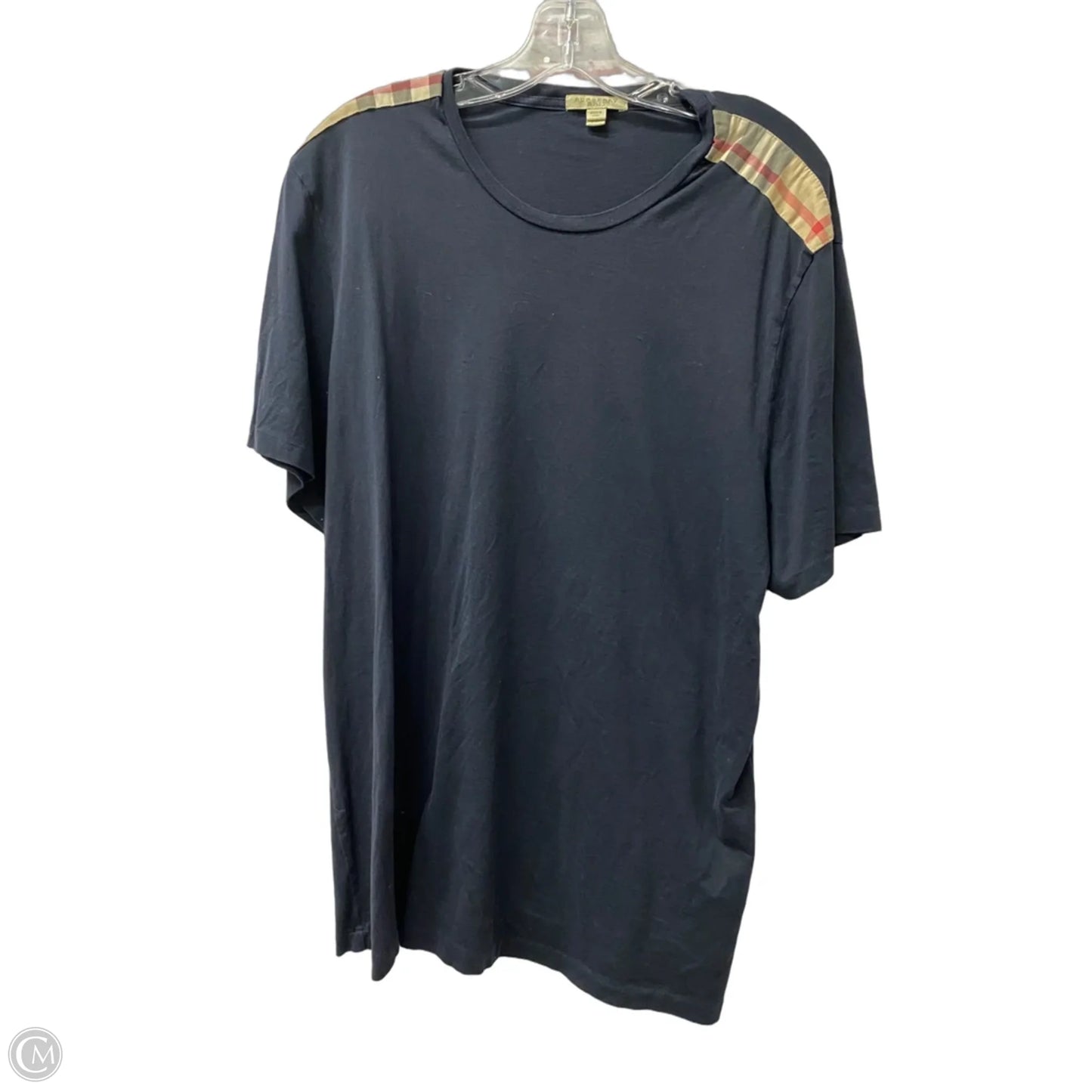 Top Short Sleeve Luxury Designer By Burberry In Black & Brown, Size: 1x