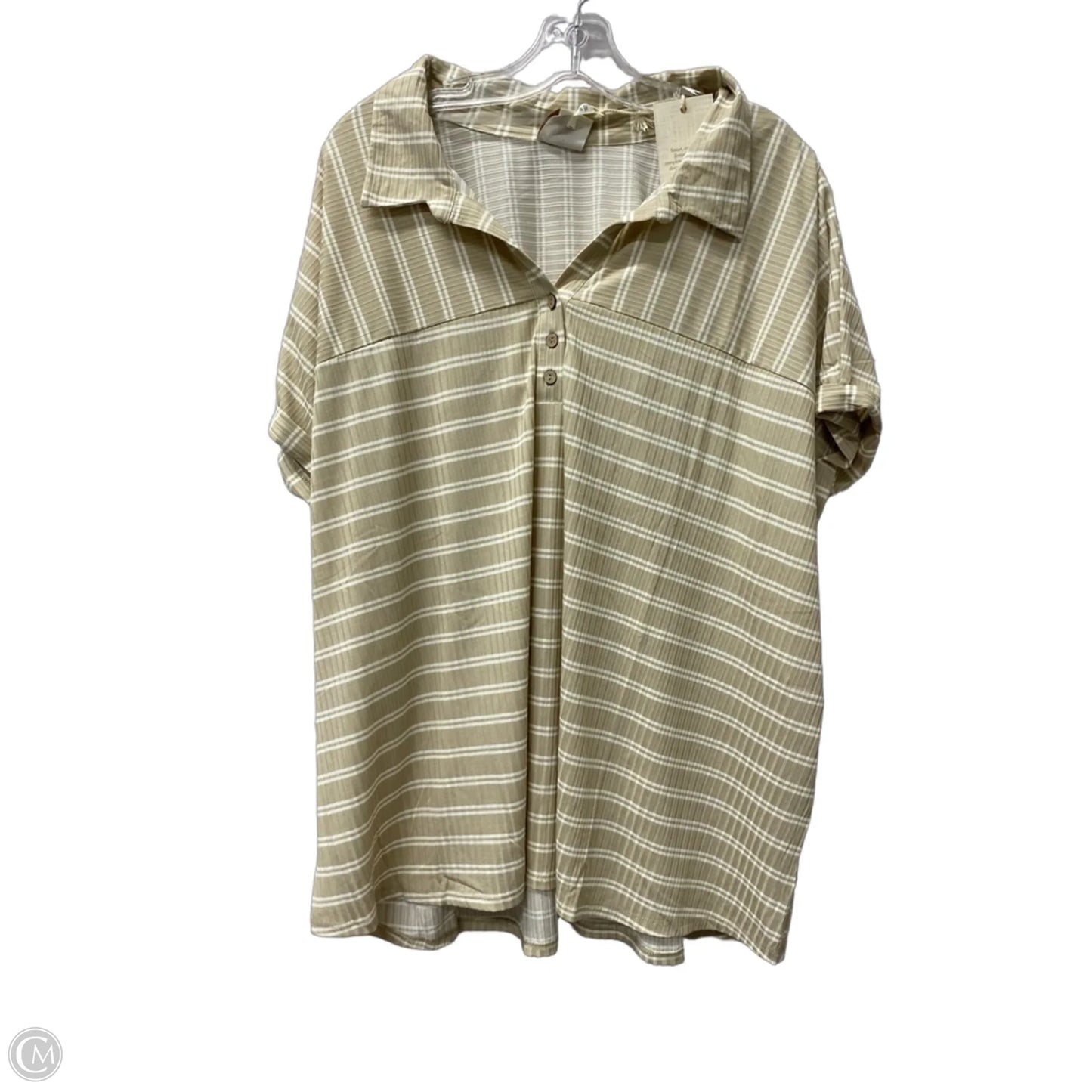 Top Short Sleeve By Tru Self In Tan, Size: 3x