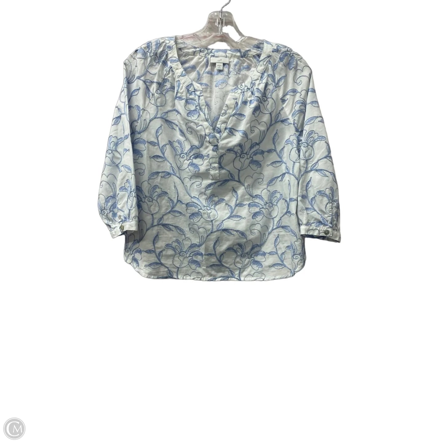 Top Long Sleeve By J. Jill In Blue & White, Size: Sp