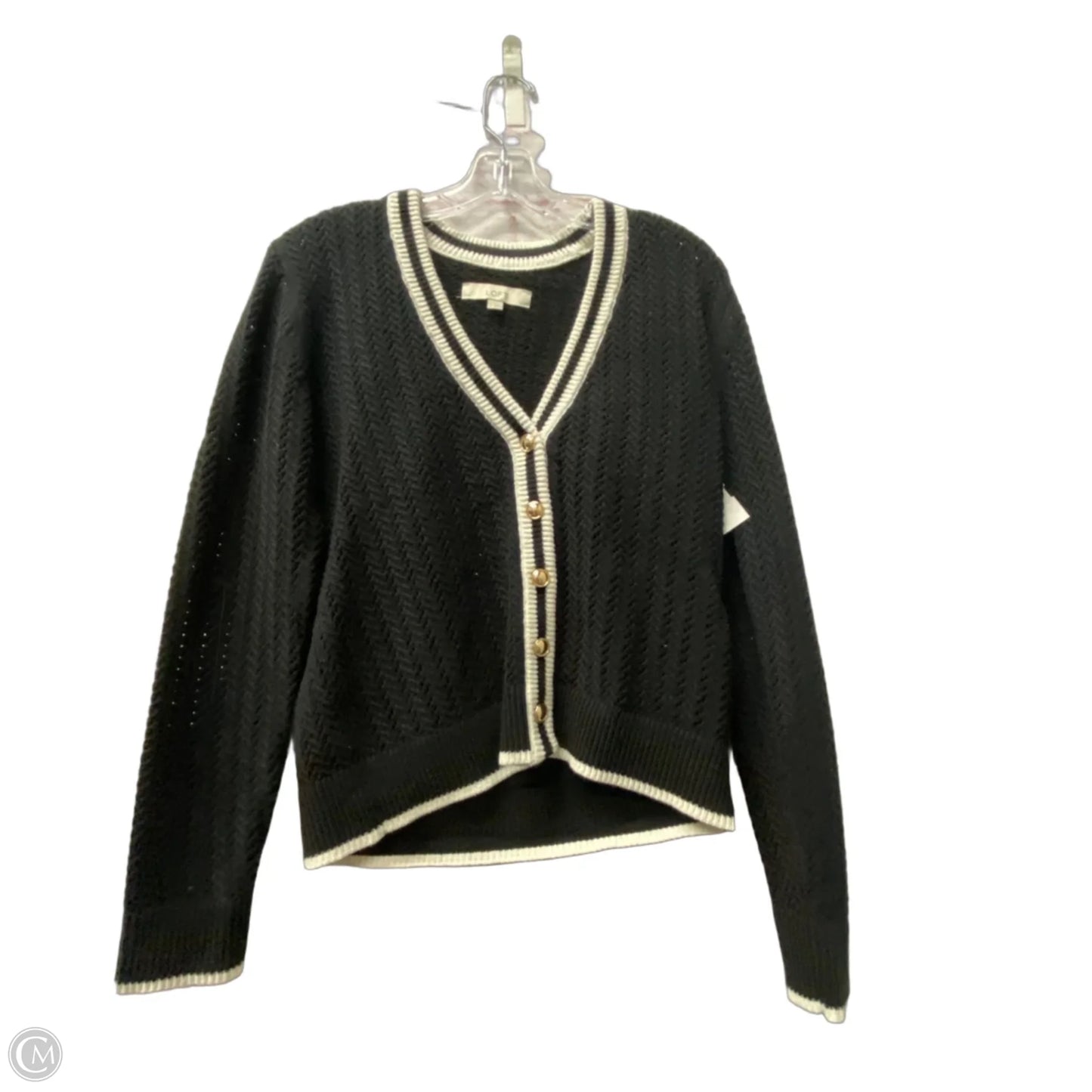 Sweater Cardigan By Loft In Black, Size: S