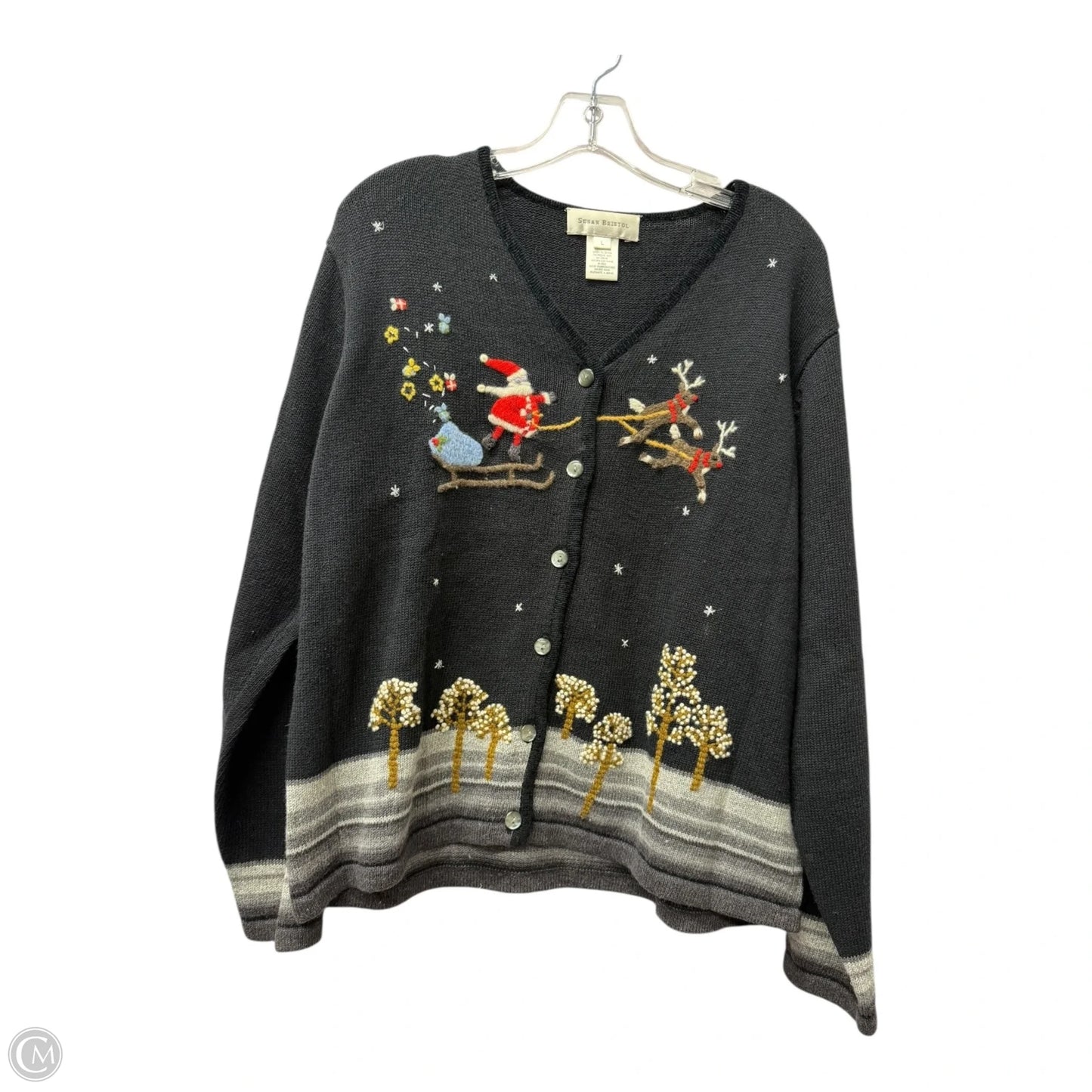 Sweater Cardigan By Susan Bristol In Black, Size: L