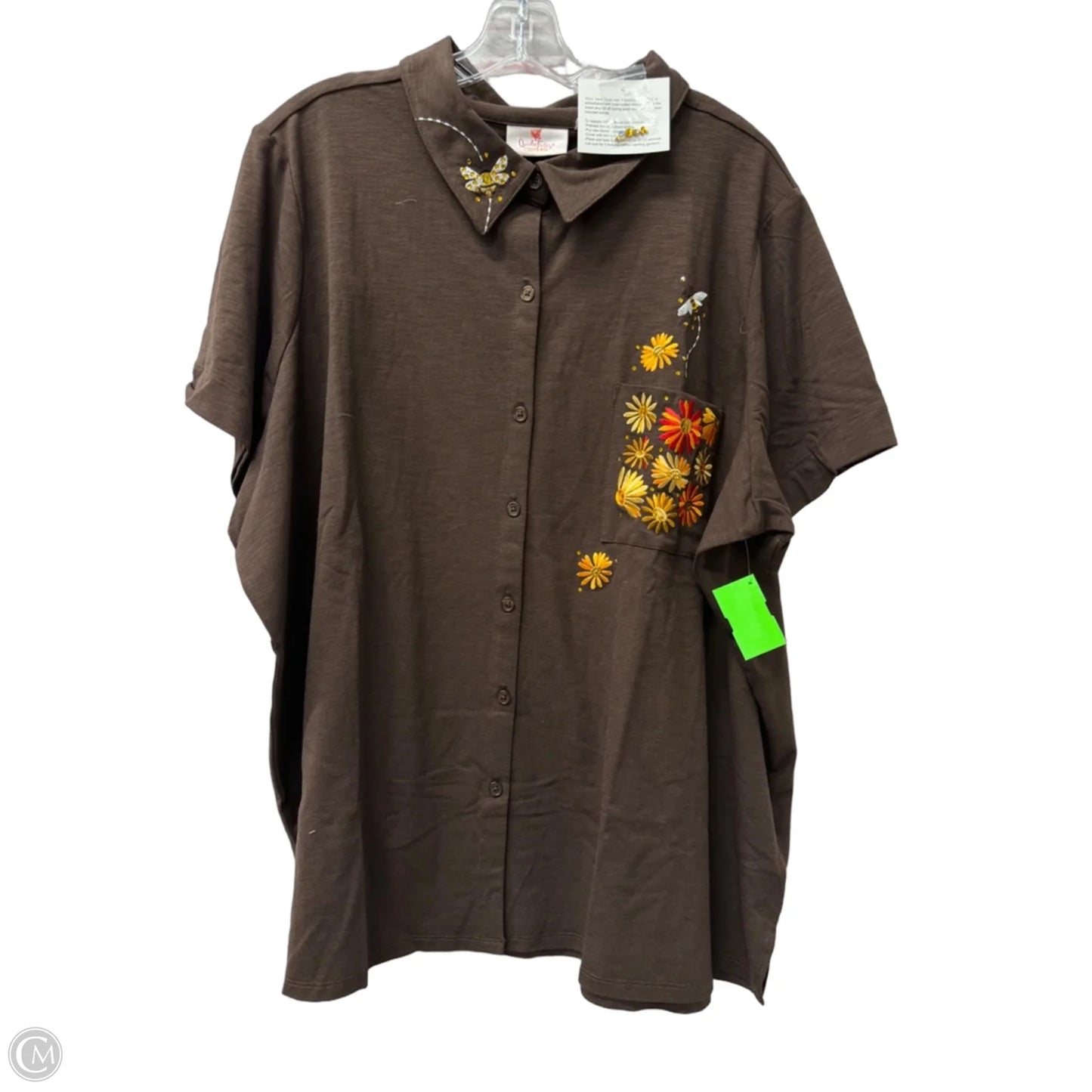 Top Short Sleeve By Quaker Factory In Brown, Size: 3x