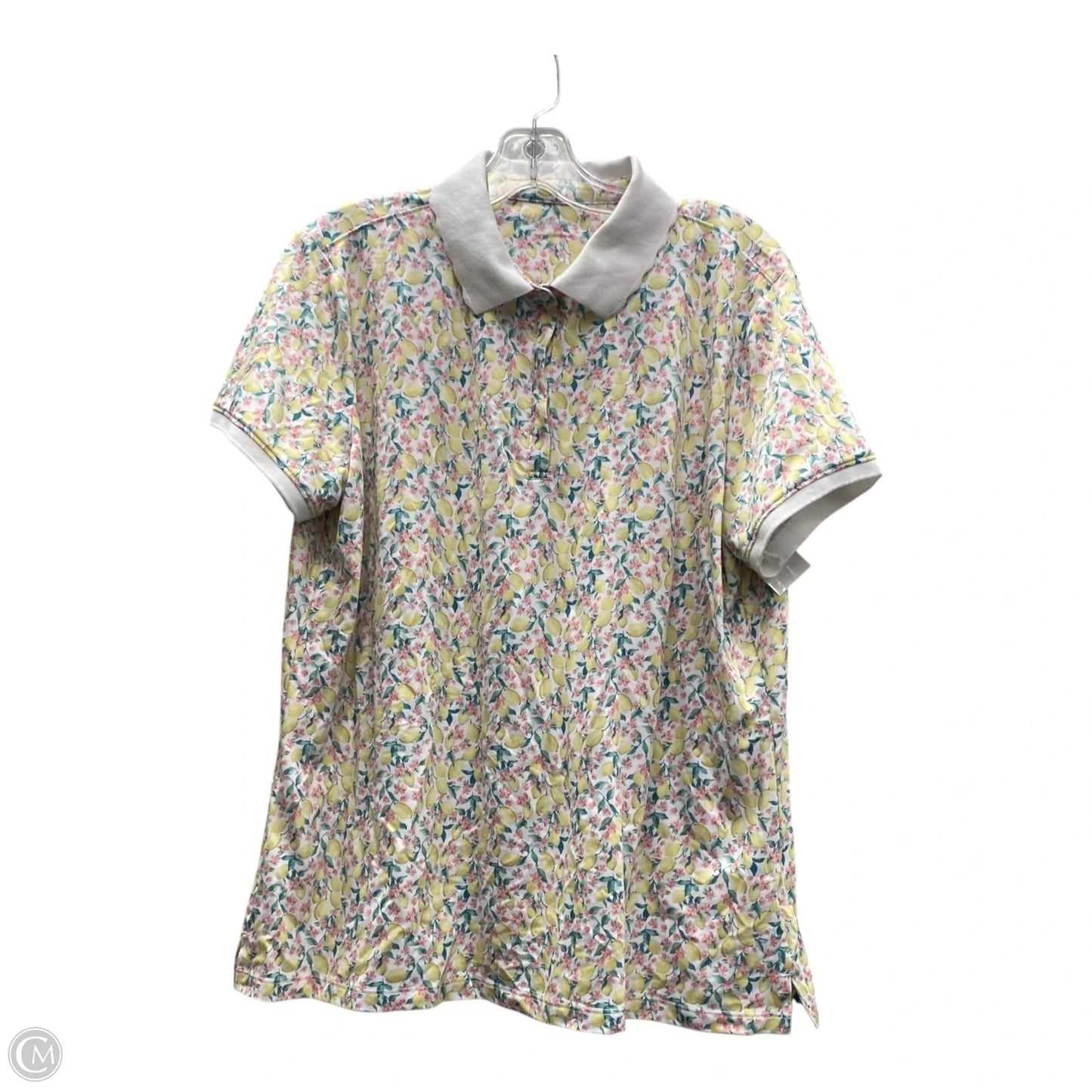 Athletic Top Short Sleeve In White & Yellow, Size: Xl