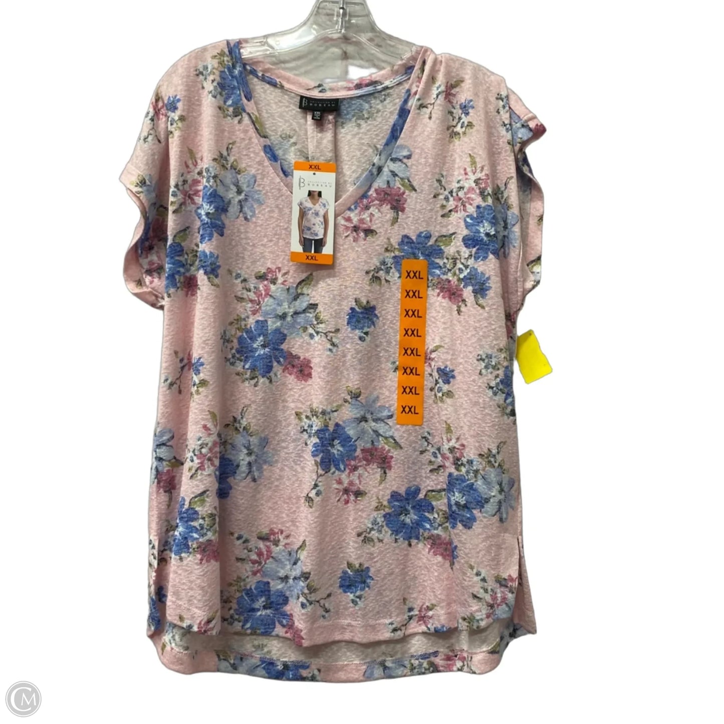 Top Short Sleeve By Bobeau In Pink, Size: Xxl