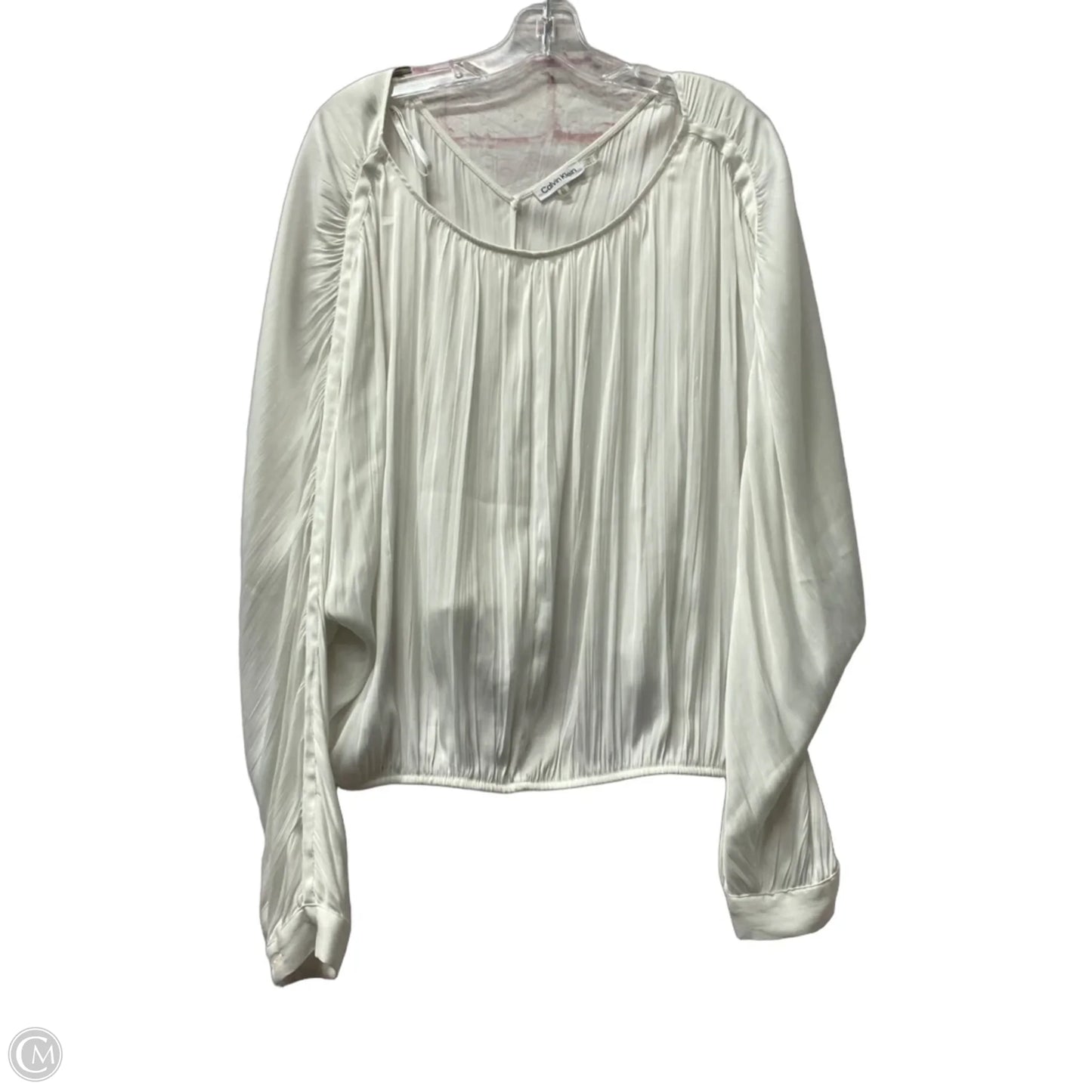 Top Long Sleeve By Calvin Klein In White, Size: Xl