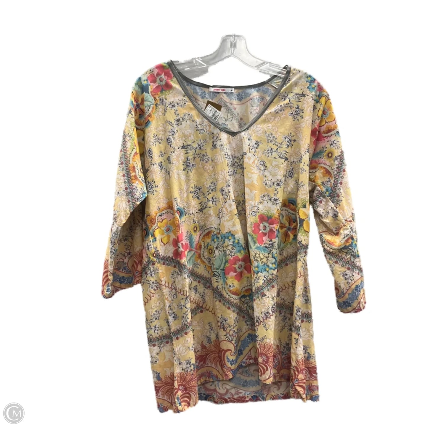 Top 3/4 Sleeve By Johnny Was In Multi-colored, Size: M