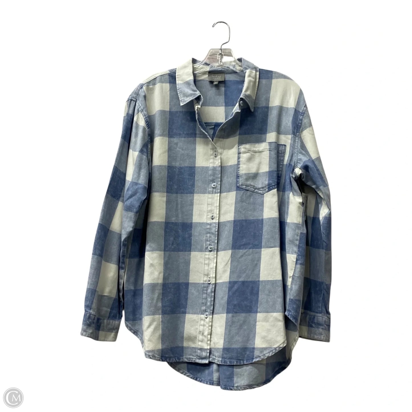 Top Long Sleeve By Cme In Blue, Size: L