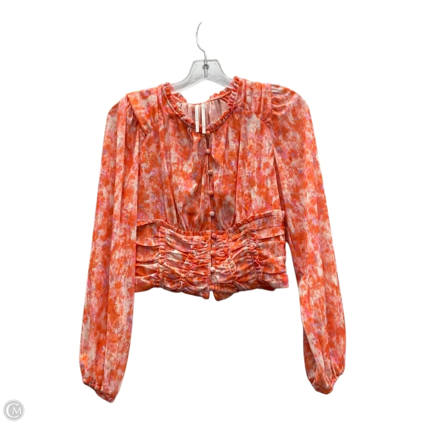 Top Long Sleeve By Anthropologie In Orange, Size: S