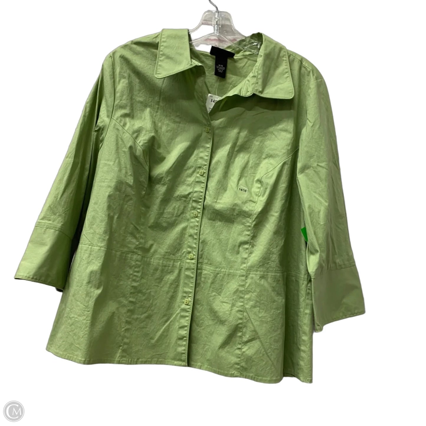 Top 3/4 Sleeve By Lane Bryant In Green, Size: L