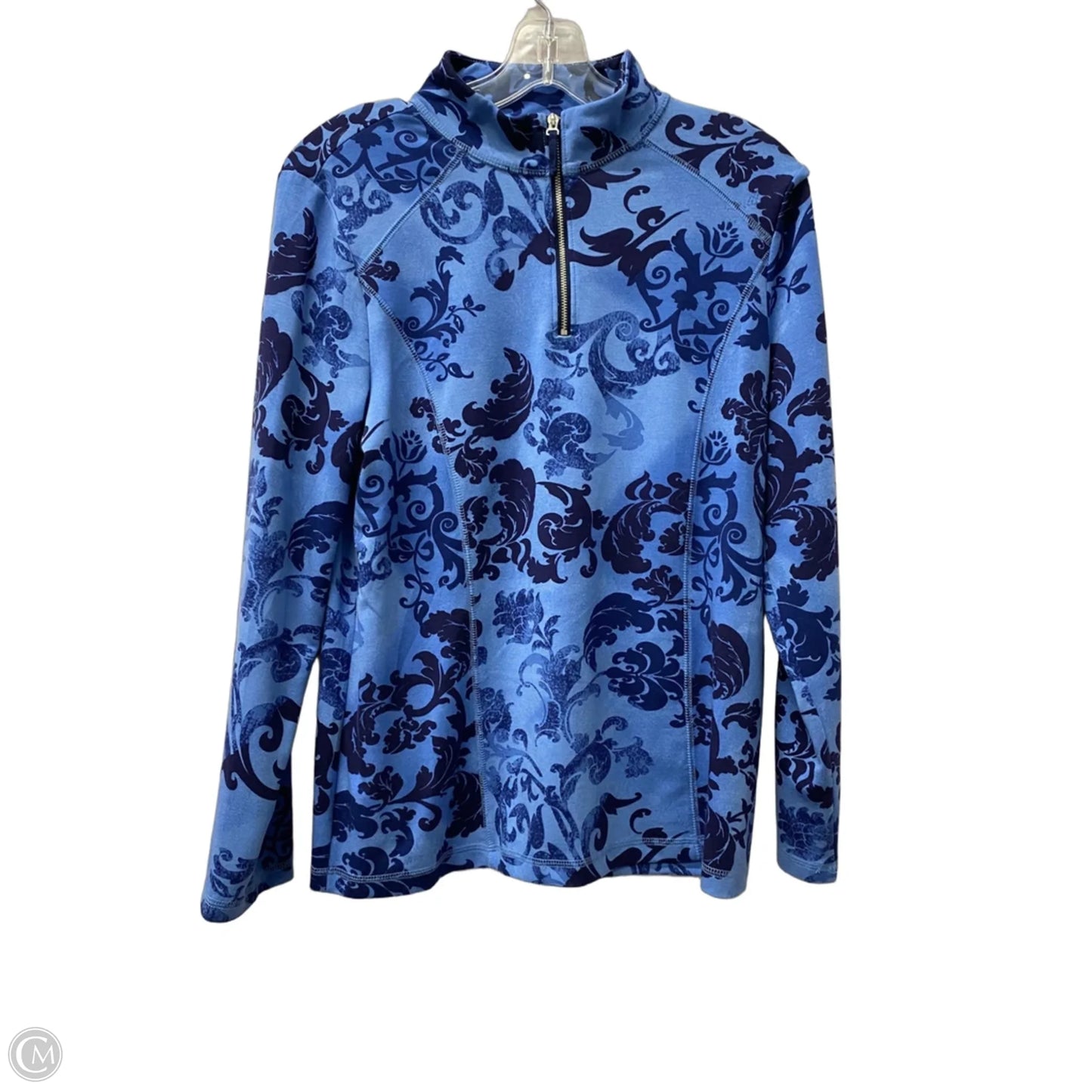 Athletic Top Long Sleeve Collar By Chicos In Blue, Size: M
