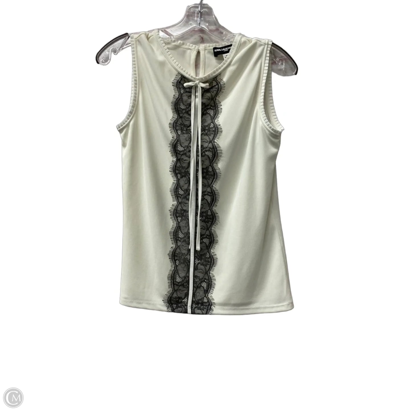 Top Sleeveless Designer By Karl Lagerfeld In Ivory, Size: Xs
