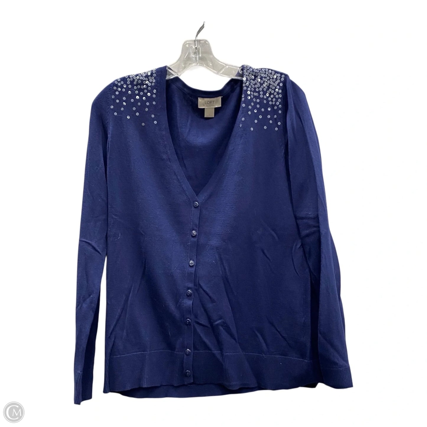 Sweater Cardigan By Loft In Navy, Size: L