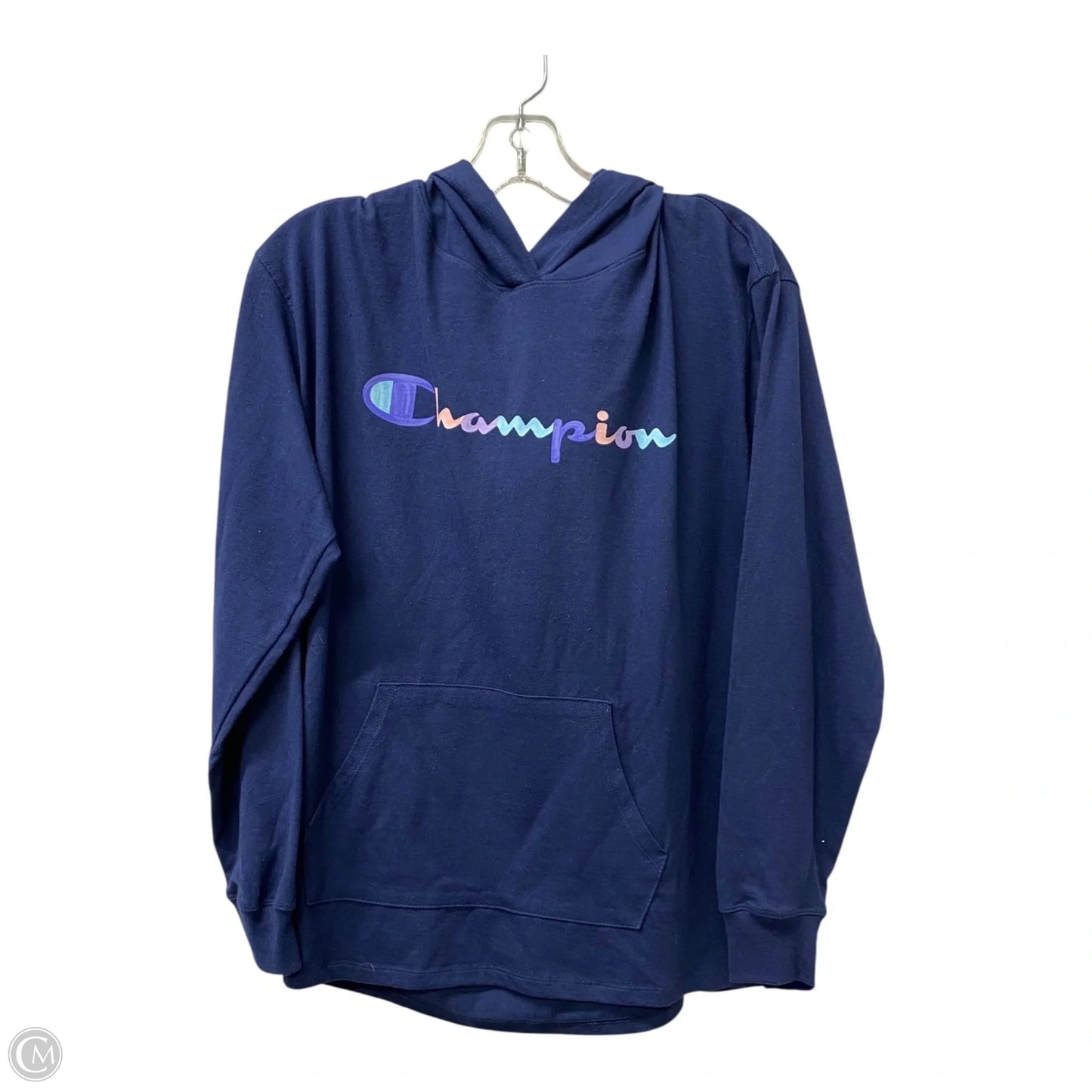 Athletic Sweatshirt Hoodie By Champion In Blue, Size: L