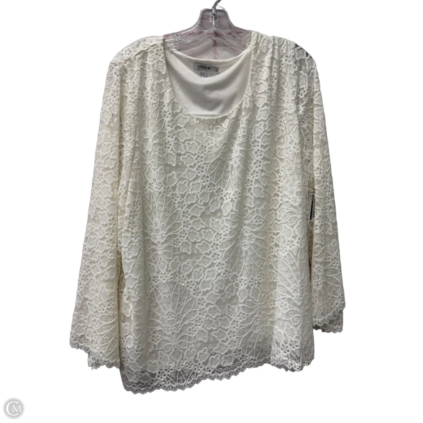 Top Long Sleeve By Chicos In White, Size: 1x