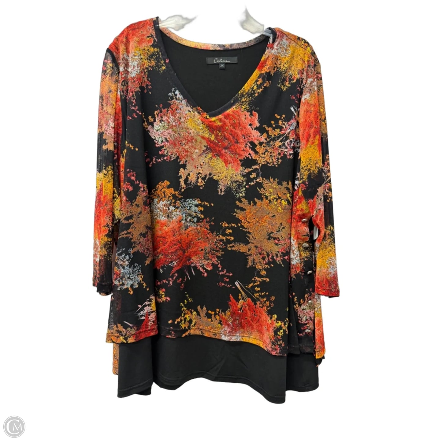 Top 3/4 Sleeve By Calessa In Black, Size: 2x