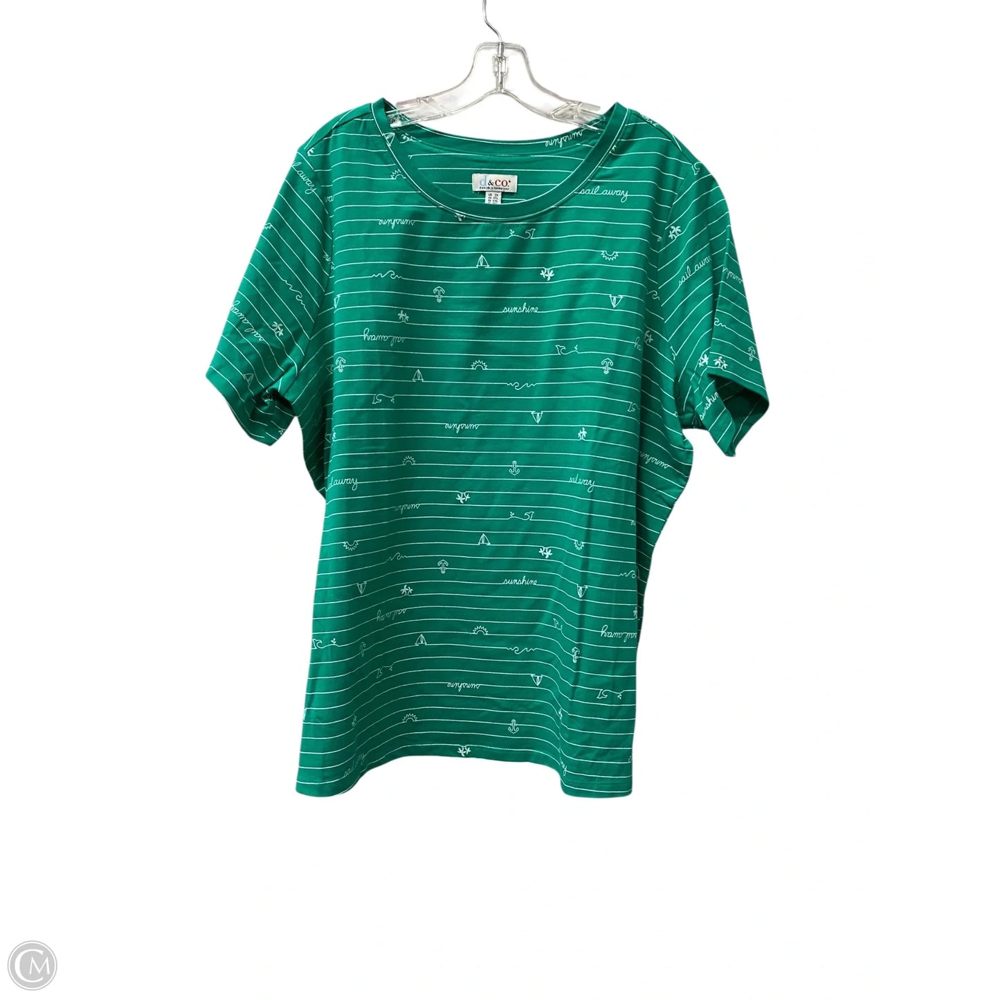 Top Short Sleeve By D&co. In Green, Size: 2x