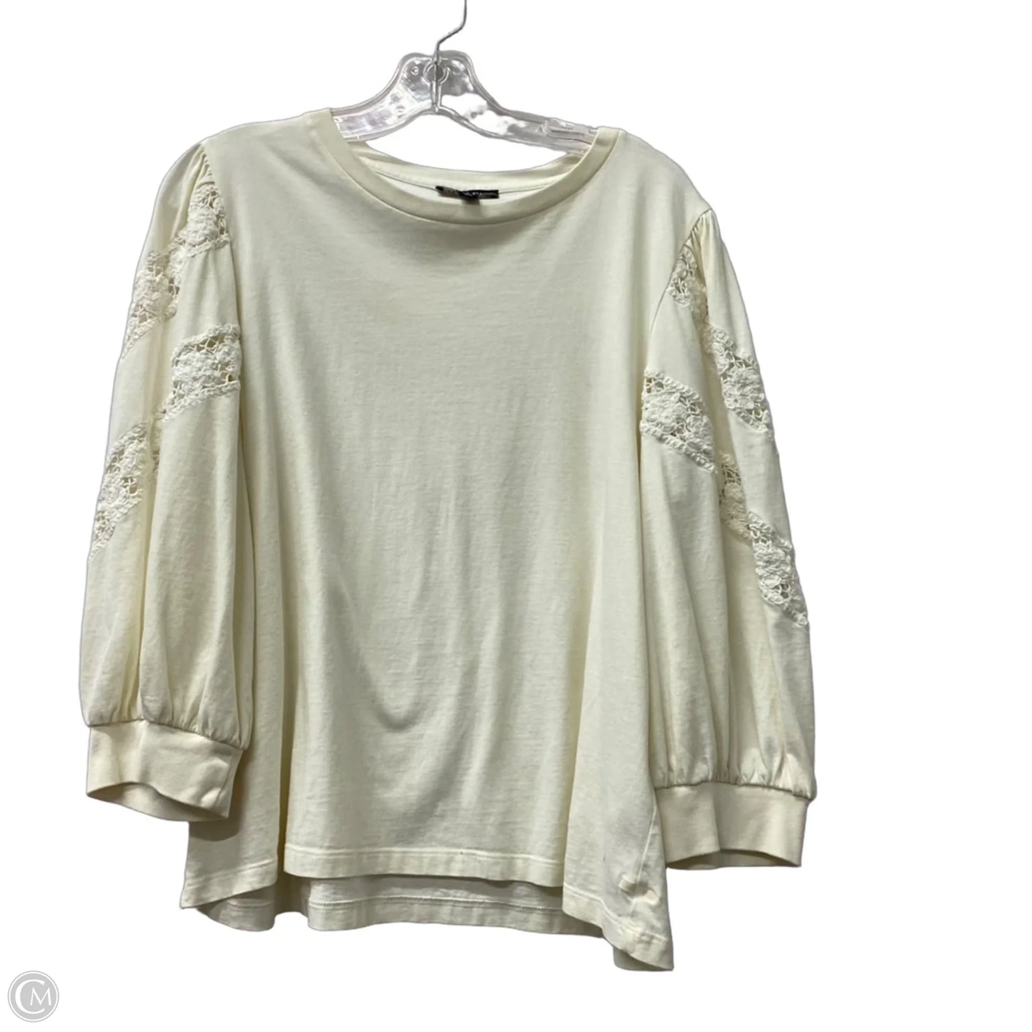 Top 3/4 Sleeve By J. Crew In Ivory, Size: L