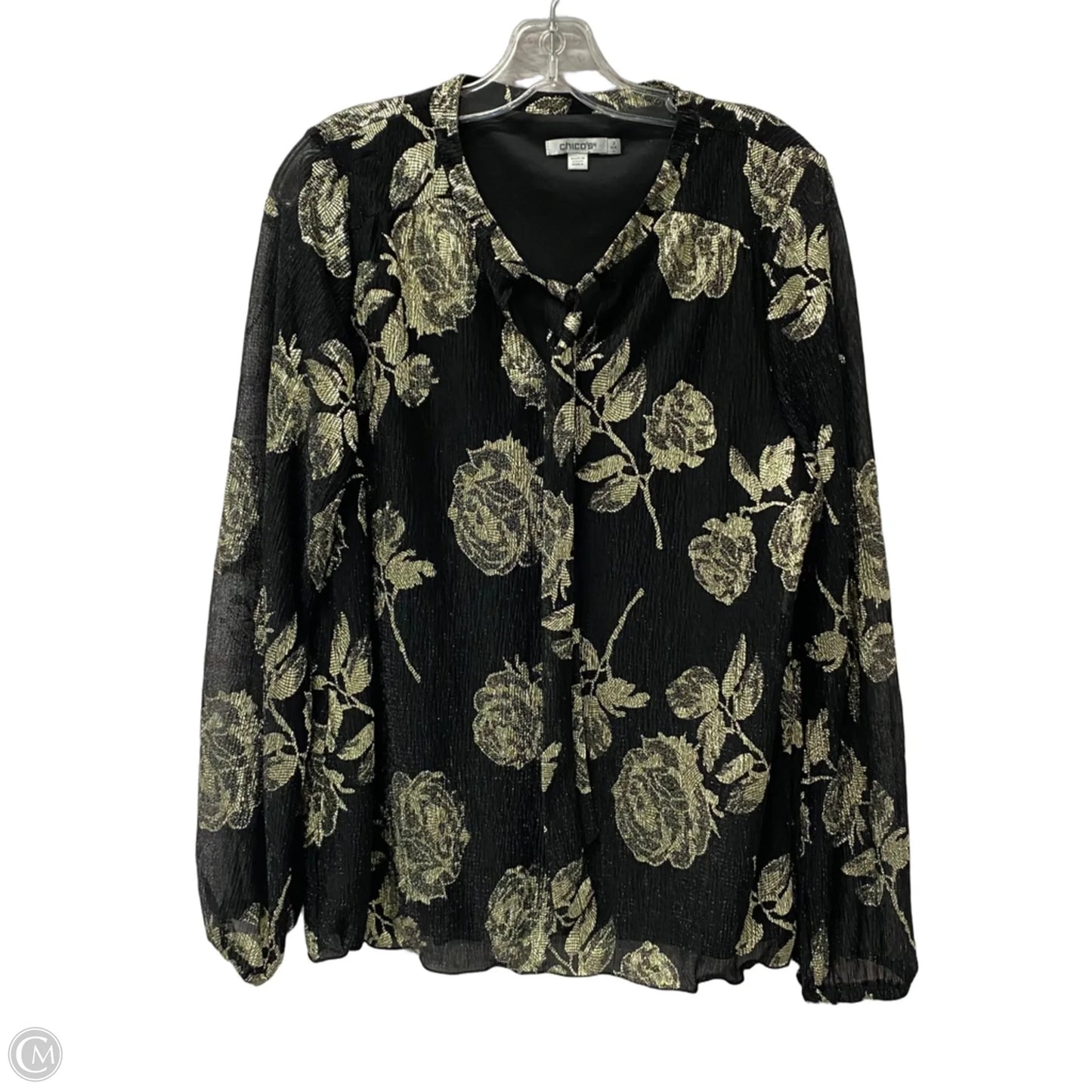 Top Long Sleeve By Chicos In Black, Size: L