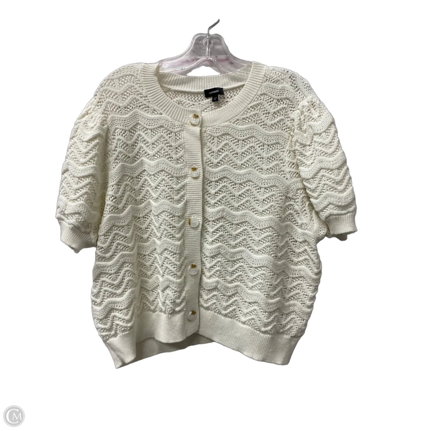 Cardigan By Express In Cream, Size: Xl