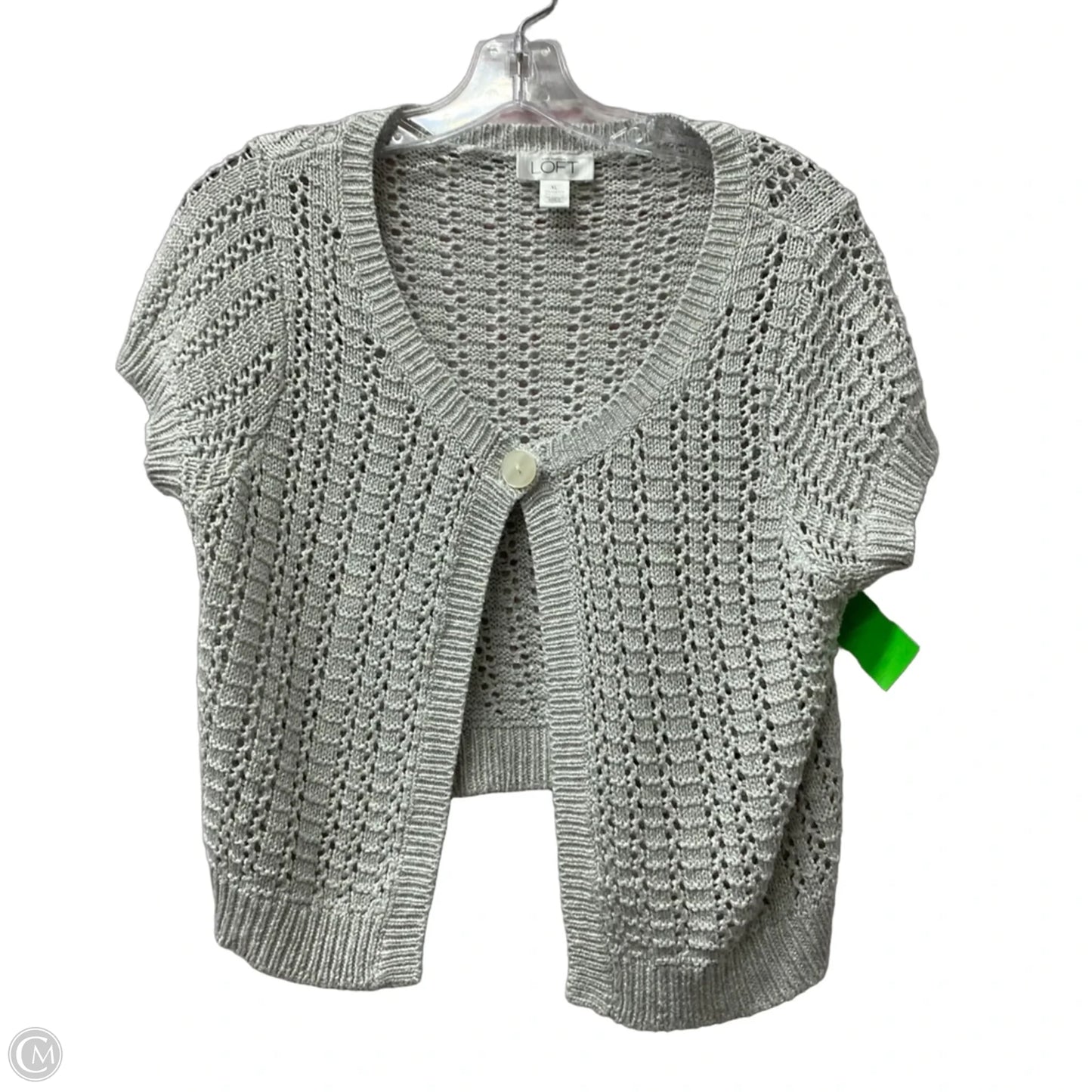 Top Short Sleeve By Loft In Grey, Size: Xl