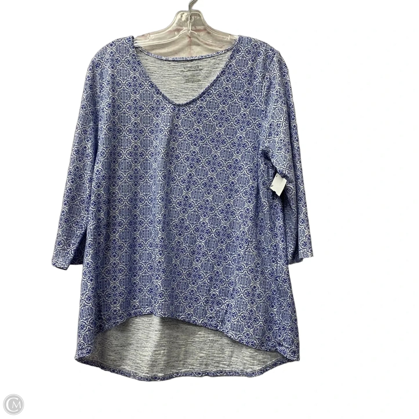 Top 3/4 Sleeve By Chicos In Blue, Size: M