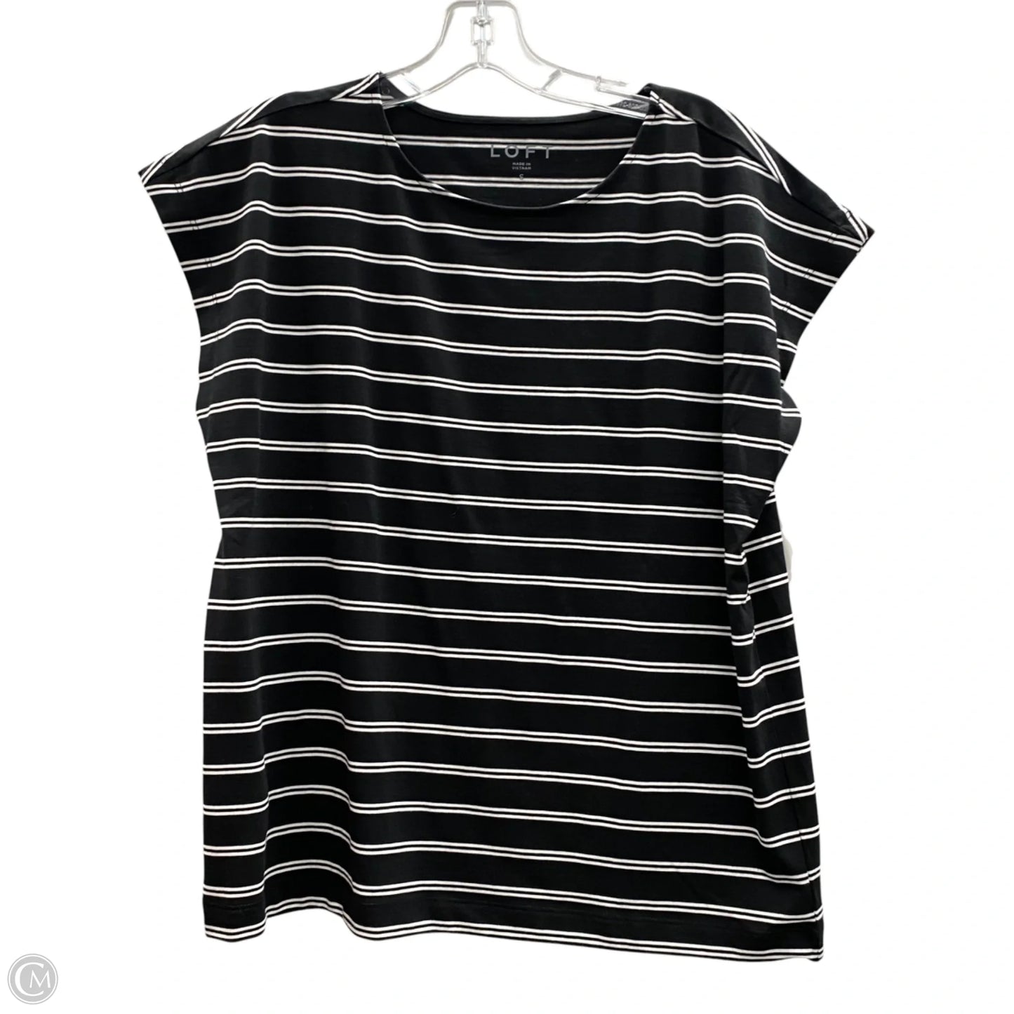 Top Short Sleeve By Loft In Black & White, Size: S
