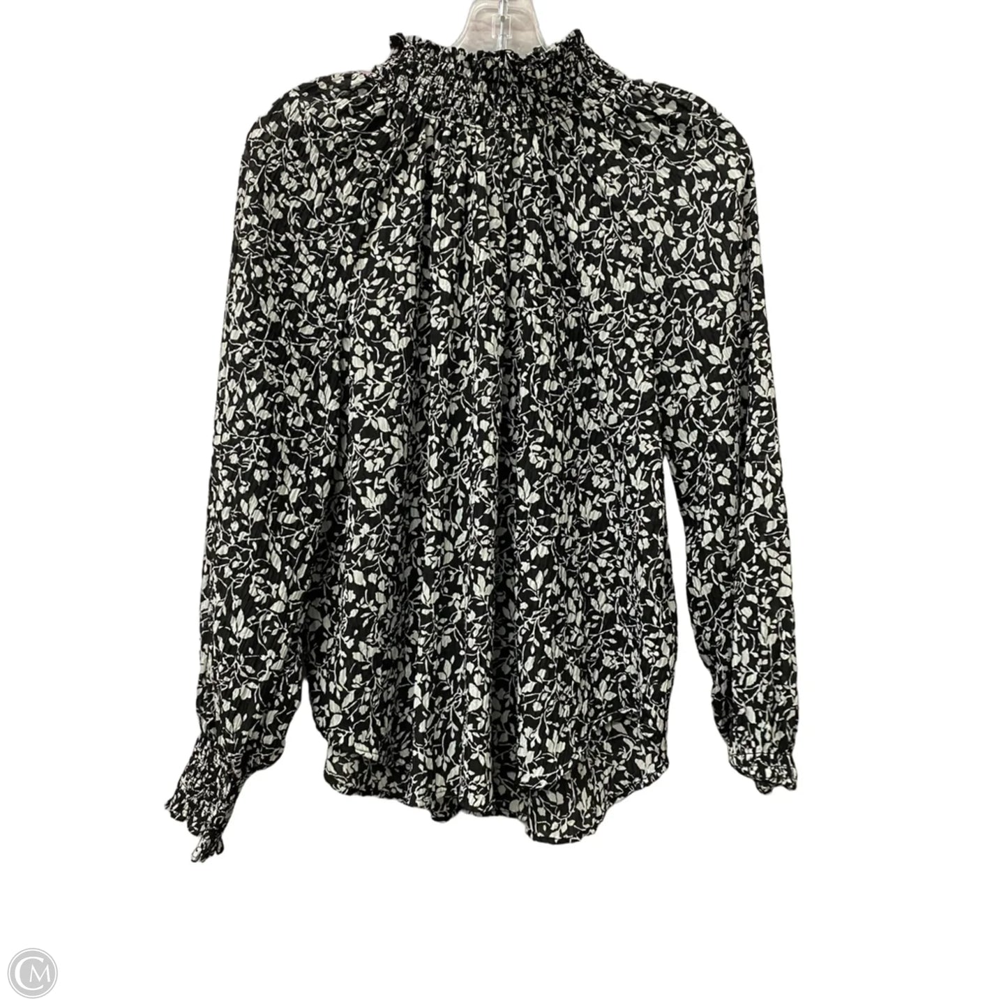 Top Long Sleeve By Loft In Black & White, Size: M