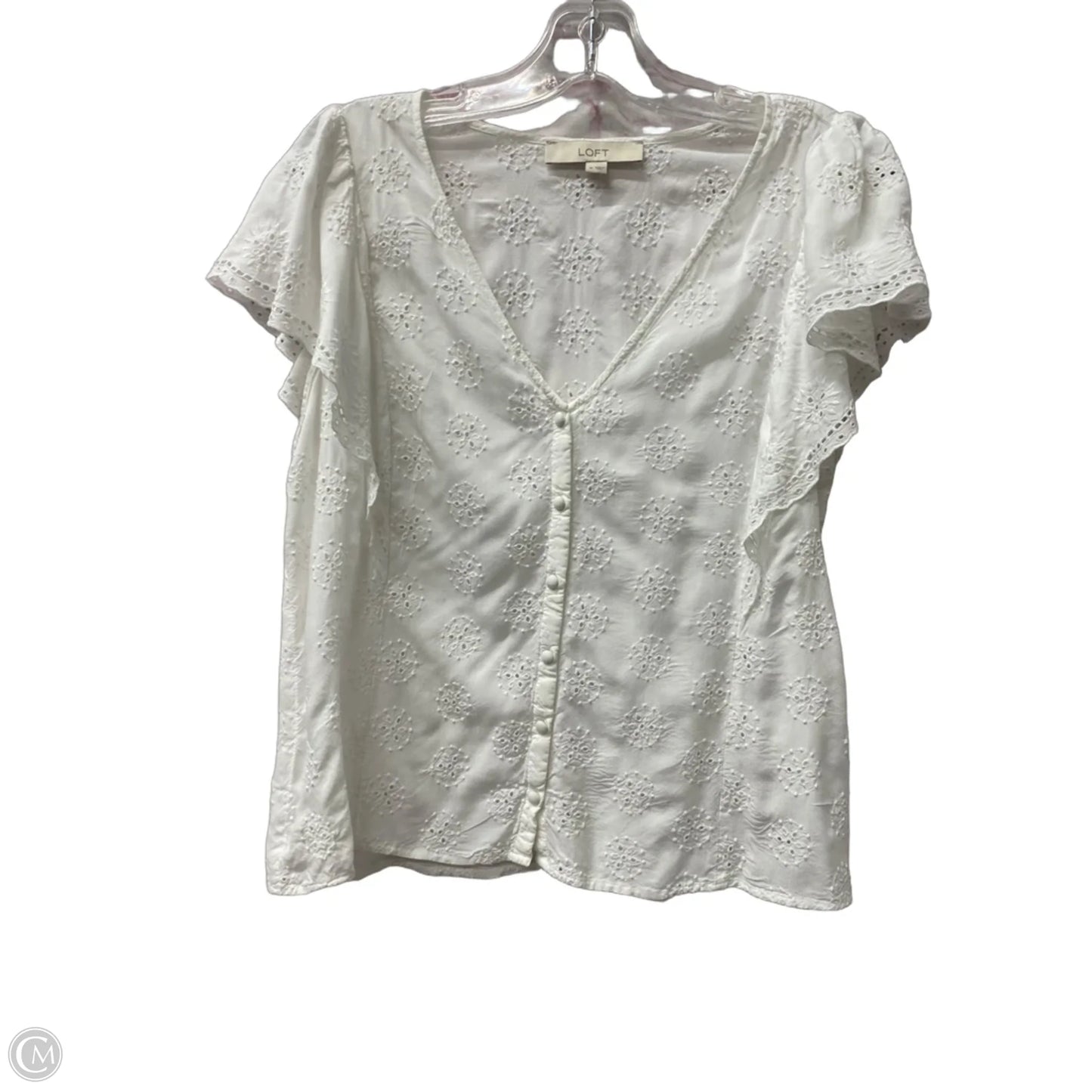 Top Short Sleeve By Loft In White, Size: M