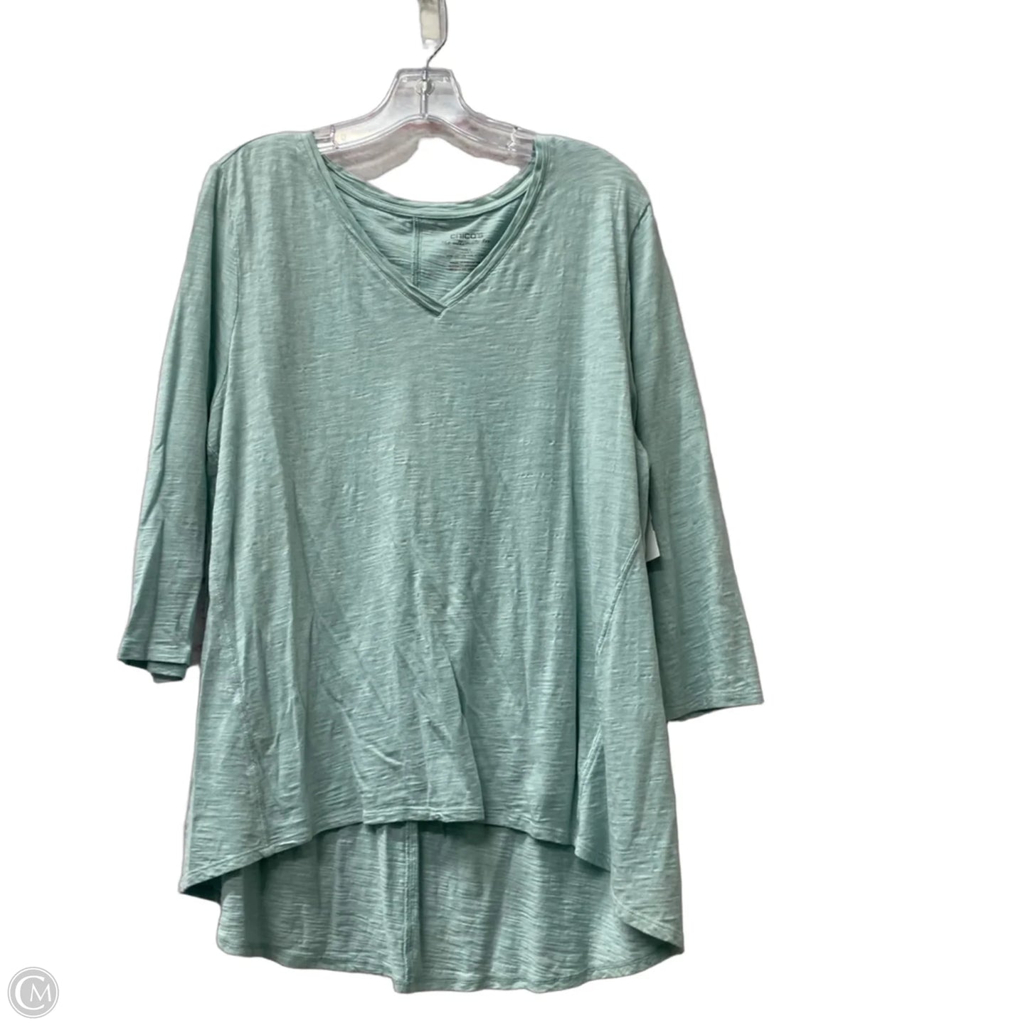 Top 3/4 Sleeve Basic By Chicos In Green, Size: Xl