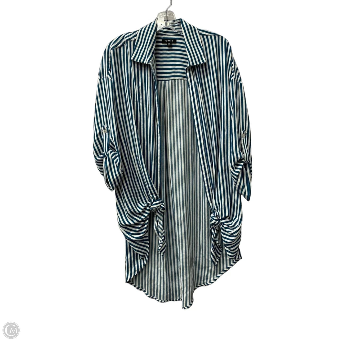 Cardigan By Torrid In Blue & White, Size: 0