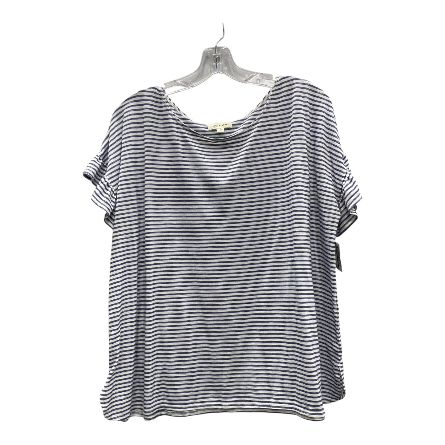 Top Ss By Max Studio In Blue & White, Size:1X