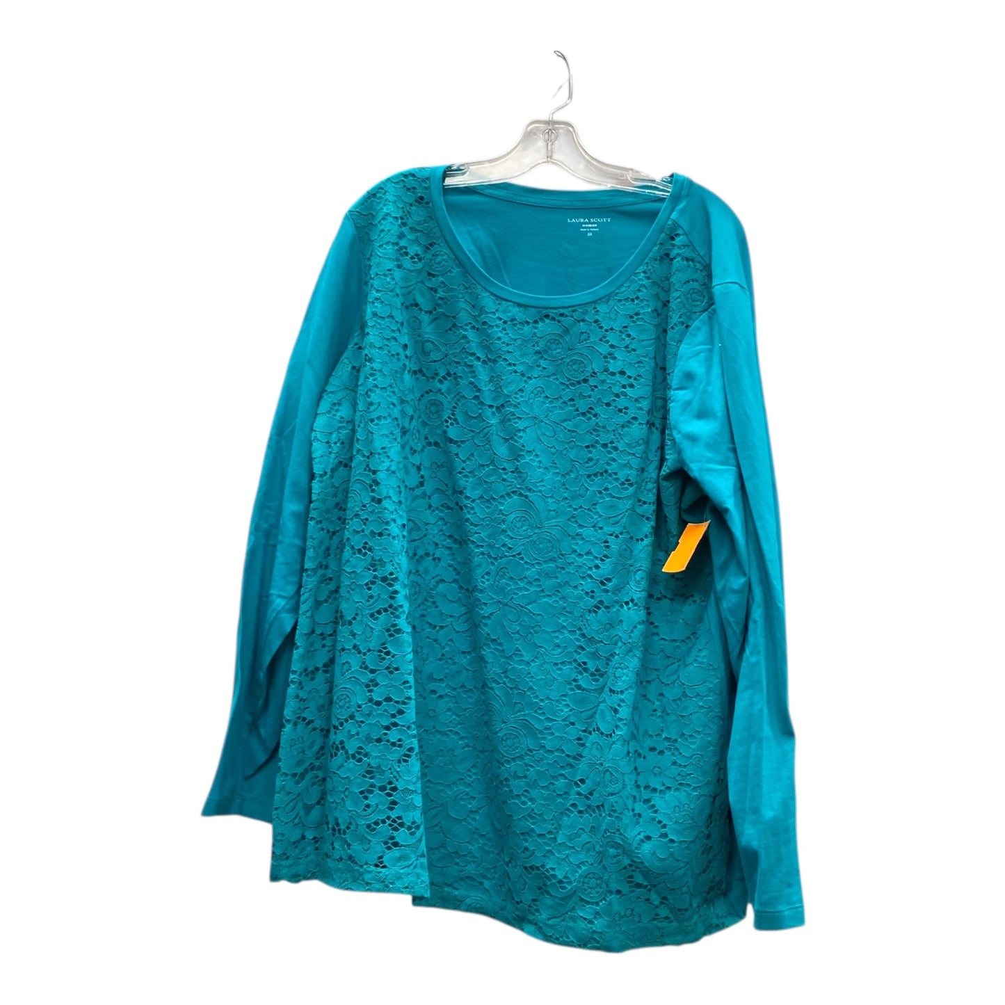 Top Ls By Laura Scott In Aqua, Size:2X