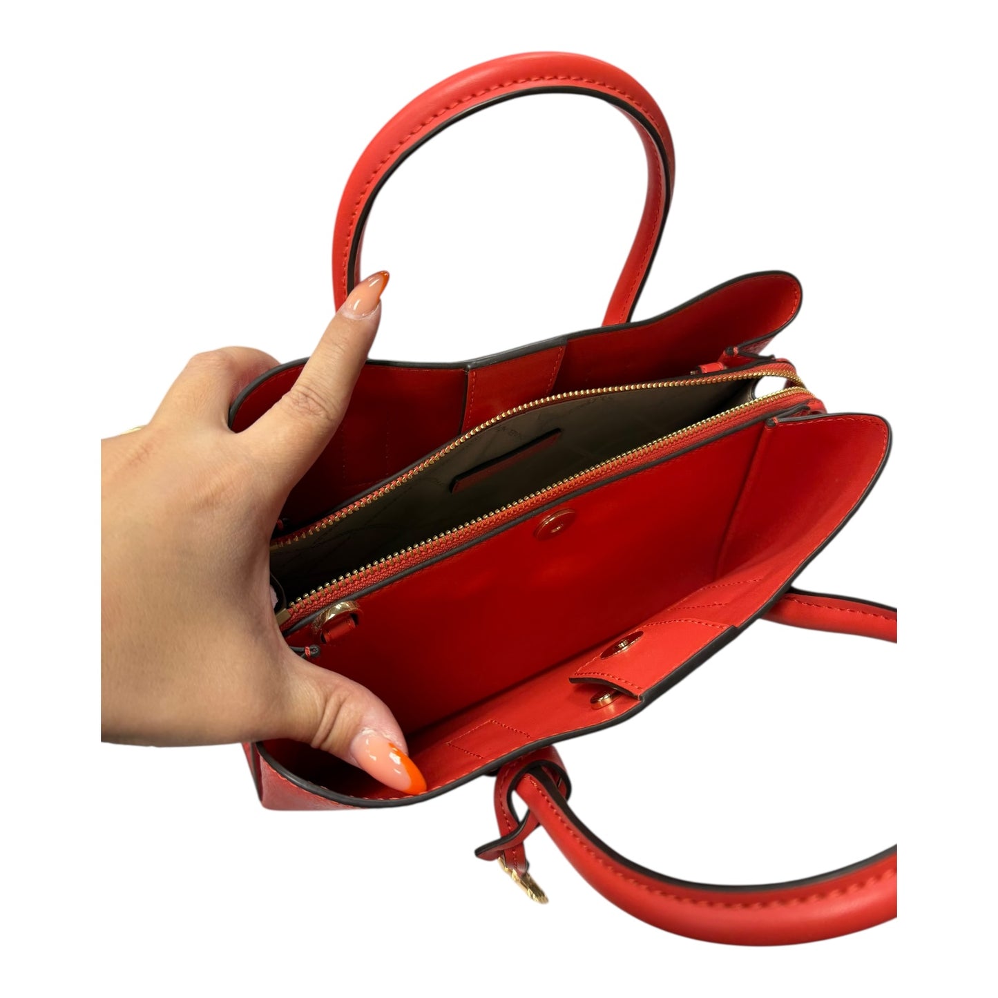 Handbag Designer By Michael Kors In Orange, Size:Medium