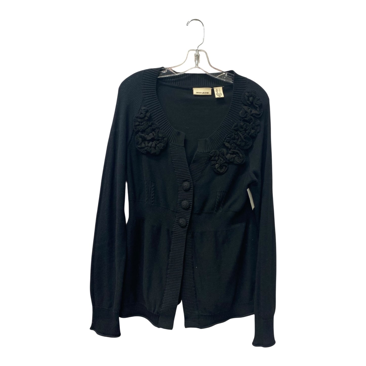 Sweater Cardigan By Dkny In Black, Size:L