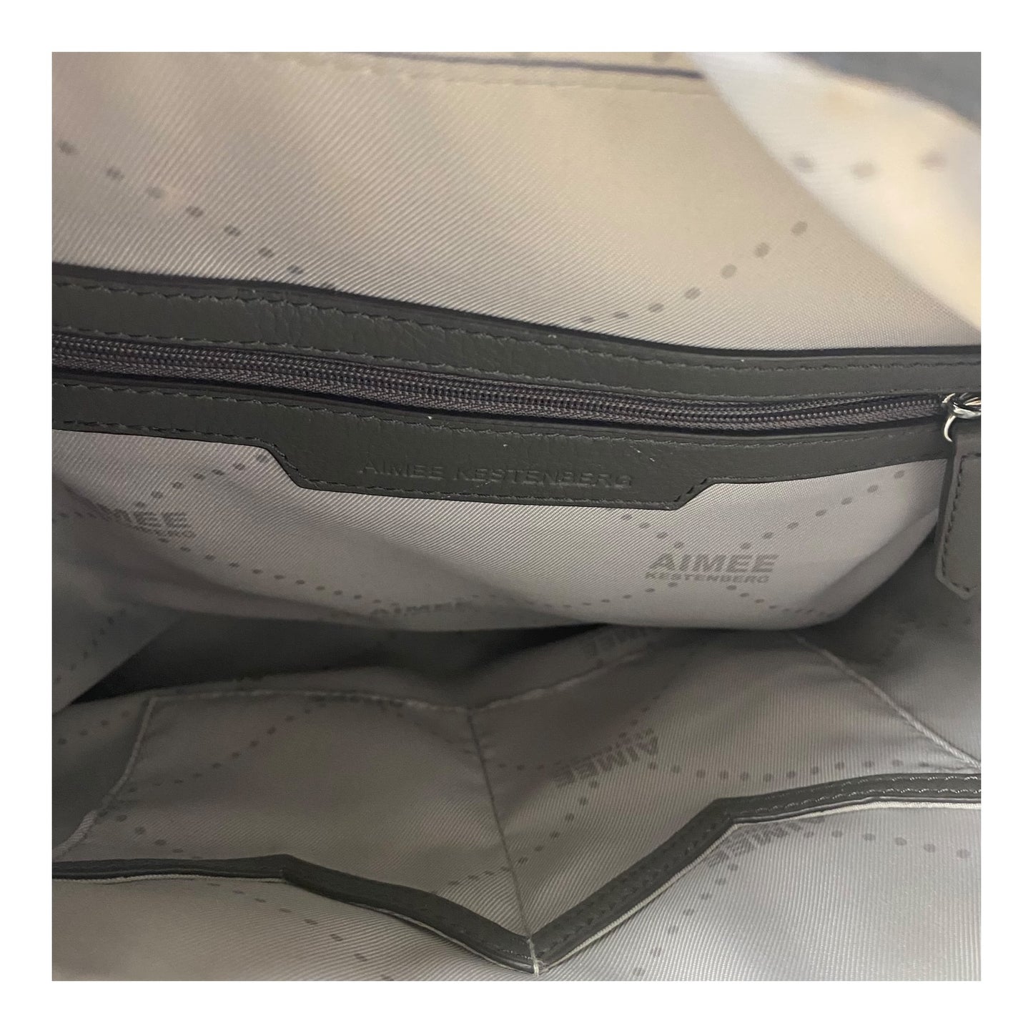 Handbag Leather By Aimee Kestenberg In Grey, Size:Medium