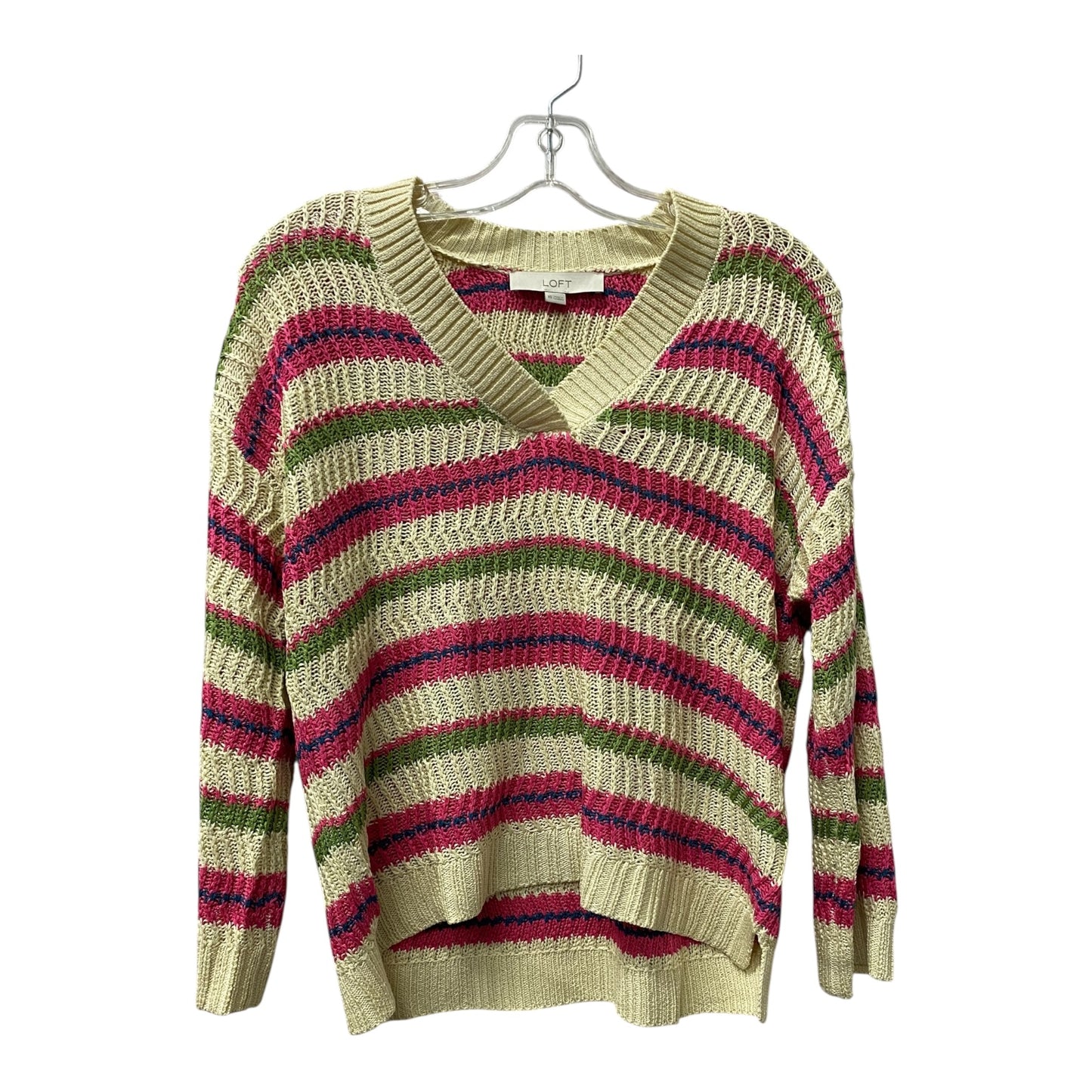 Top Ls By Loft In Cream & Pink, Size:Xs