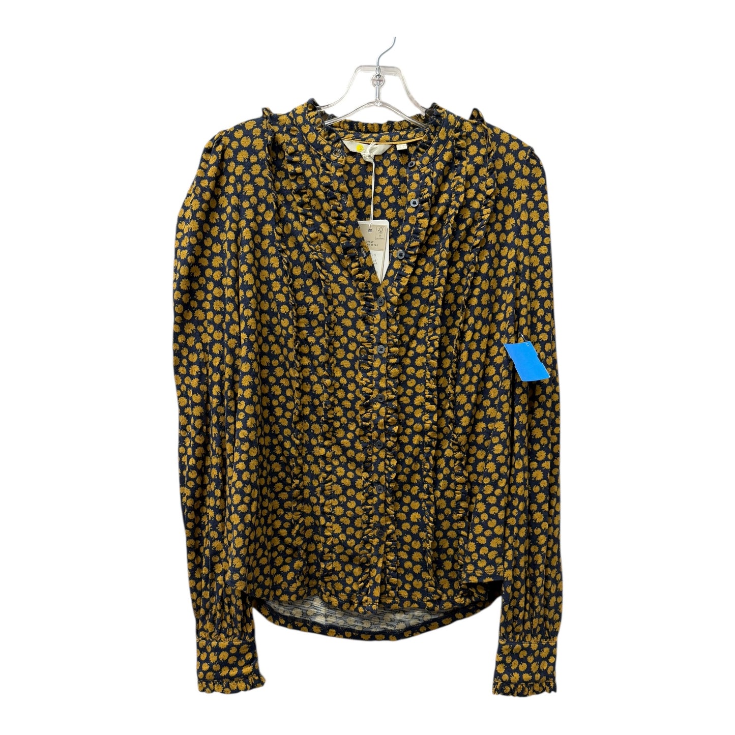 Blouse Ls By Boden In Blue & Yellow, Size:S