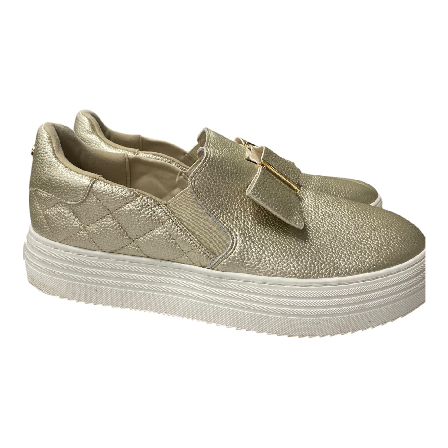Shoes Flats By JOY In Gold, Size:11