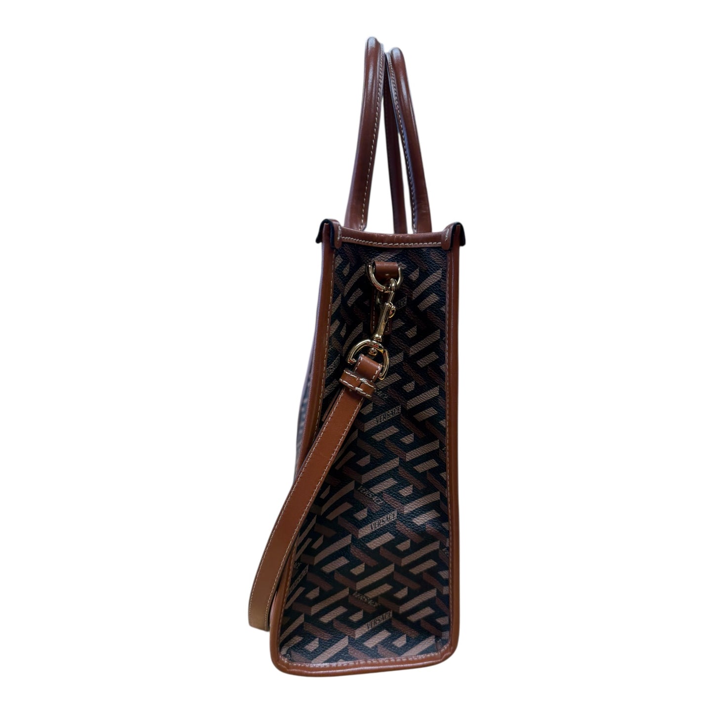 Tote Luxury Designer By Versace In Brown, Size:Medium