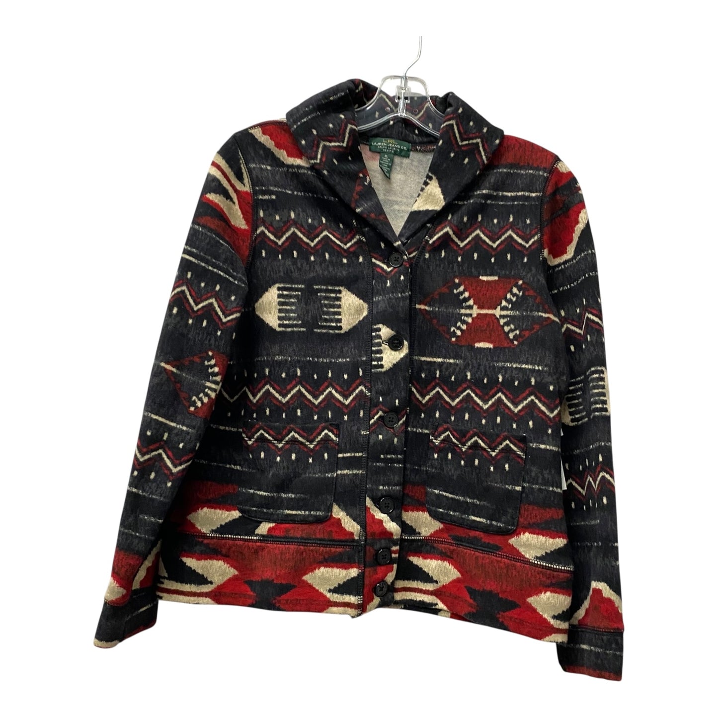 Jacket Shirt By Lauren Jeans Co In Black & Red, Size:22Womens