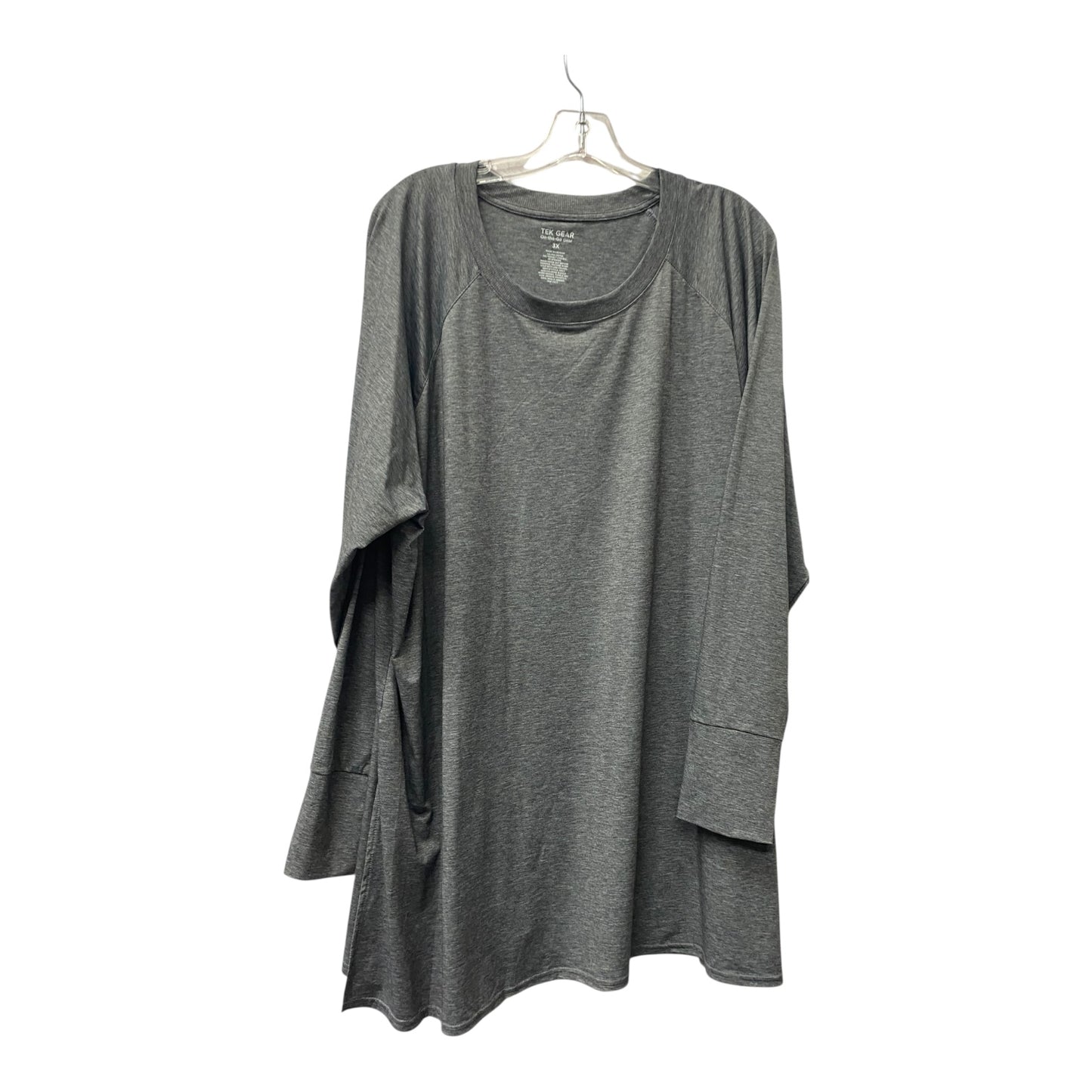 Athletic Top Ls Crewneck By Tek Gear In Grey, Size:3X