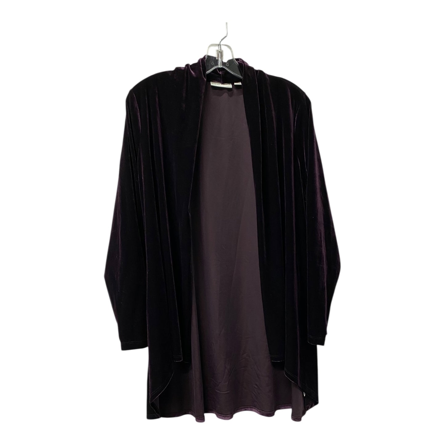 Cardigan By Susan Graver In Purple, Size:1X