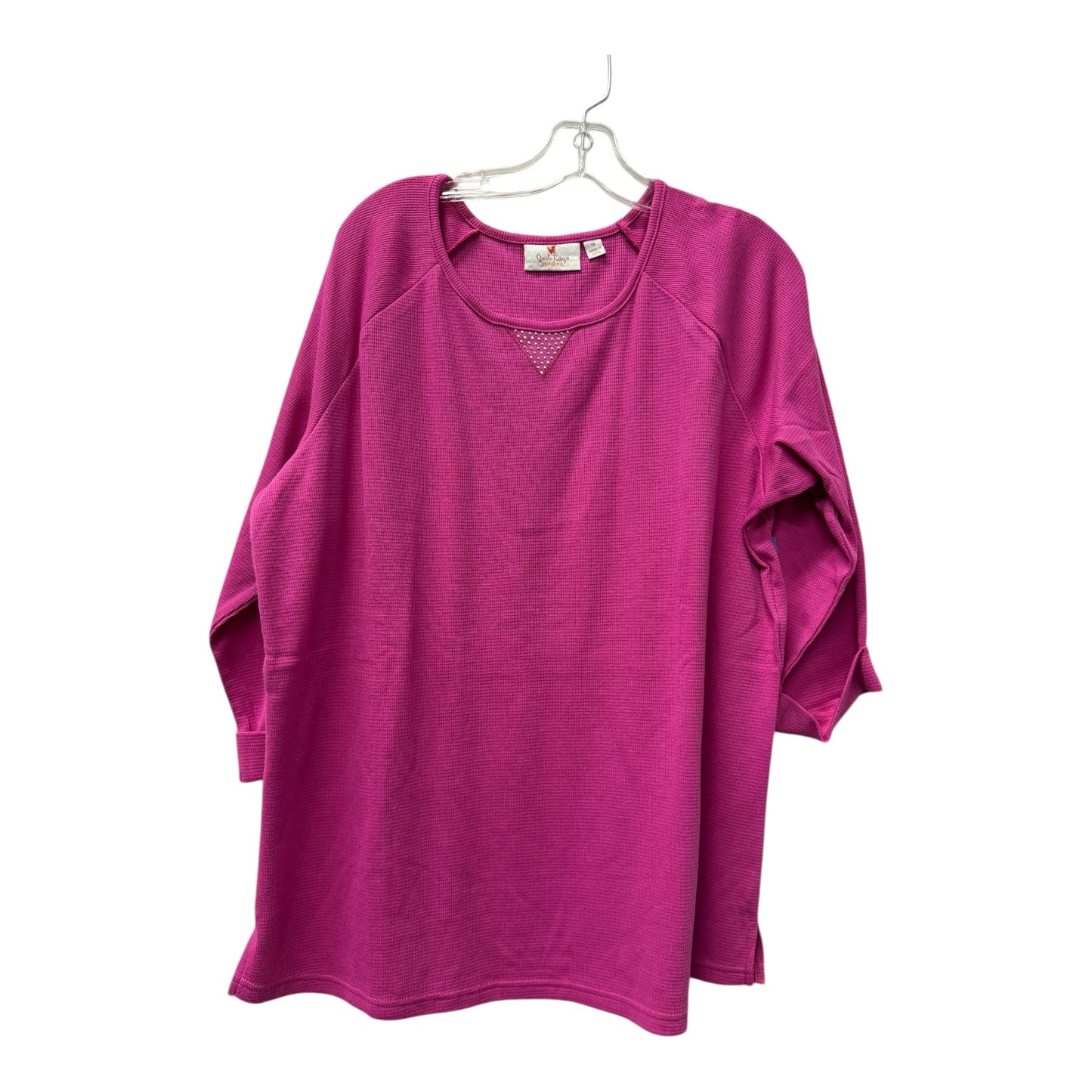 Top 3/4 Sleeve By Quaker Factory In Pink, Size:1X