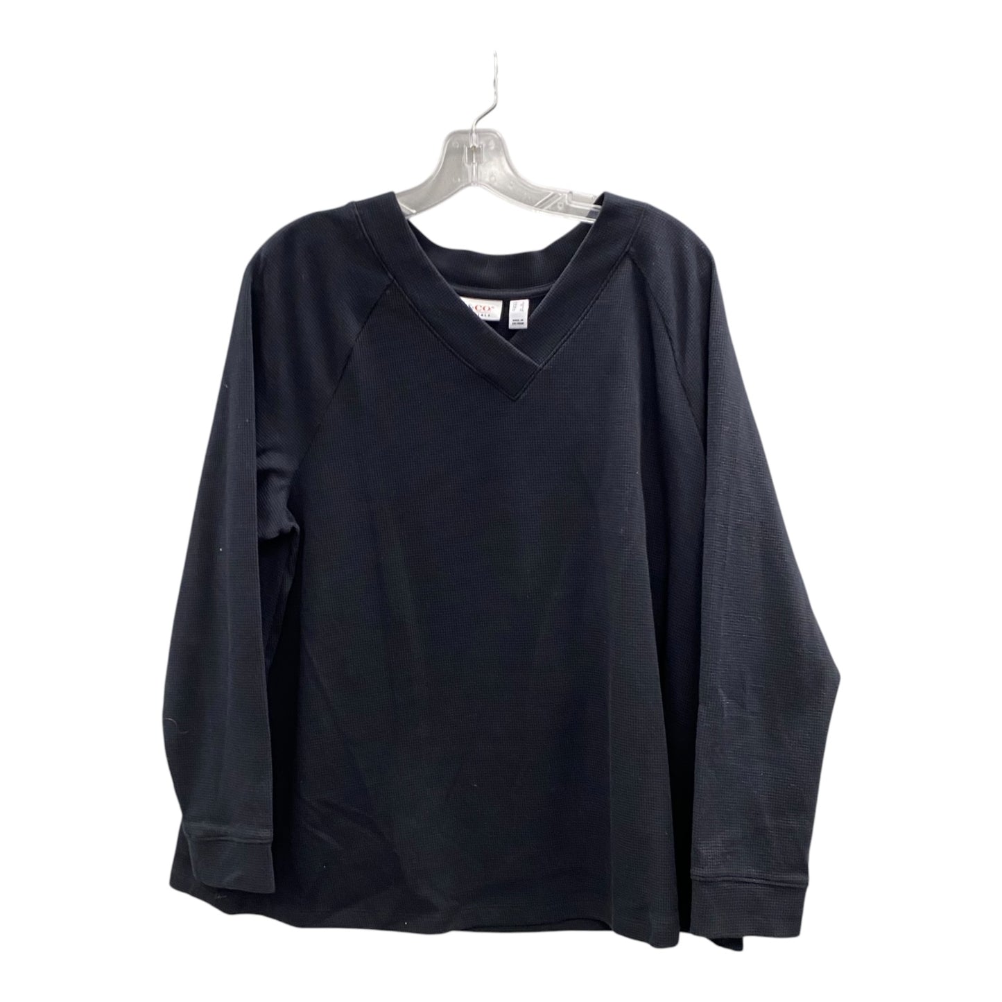 Top Ls By Denim And Company In Black, Size:L